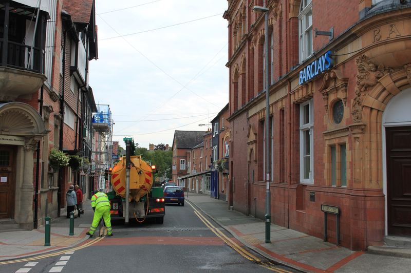 Drain cleaning in Severn Street, Newtown - geograph.org.uk - 2562607